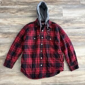 Wrangler Red Black Buffalo Plaid Fleece Shirt Jacket Men’s 3XL Snap Front